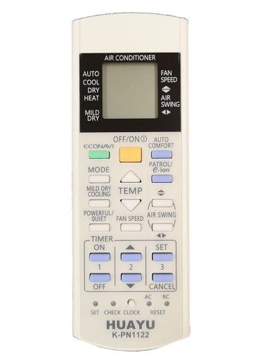 Telecomanda Aer Conditionat Panasonic 267, similara cu originalul. Telecomanda Panasonic 267 are aceleasi functii pe care le are telecomanda originala a aparatului de aer conditionat.